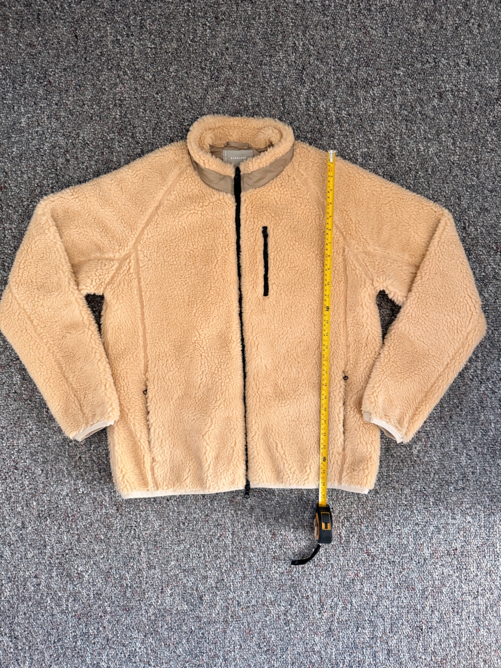 Everlane Men's Cream Sherpa Zip up High Neck Jacket Cozy warm
